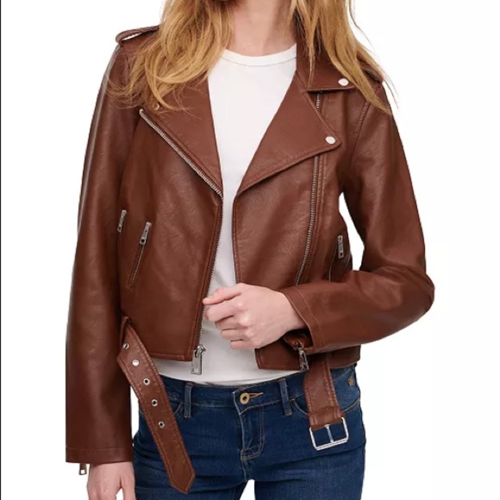 LEVI'S WOMEN'S FAUX - LEATHER MOTO JACKET Size "L"